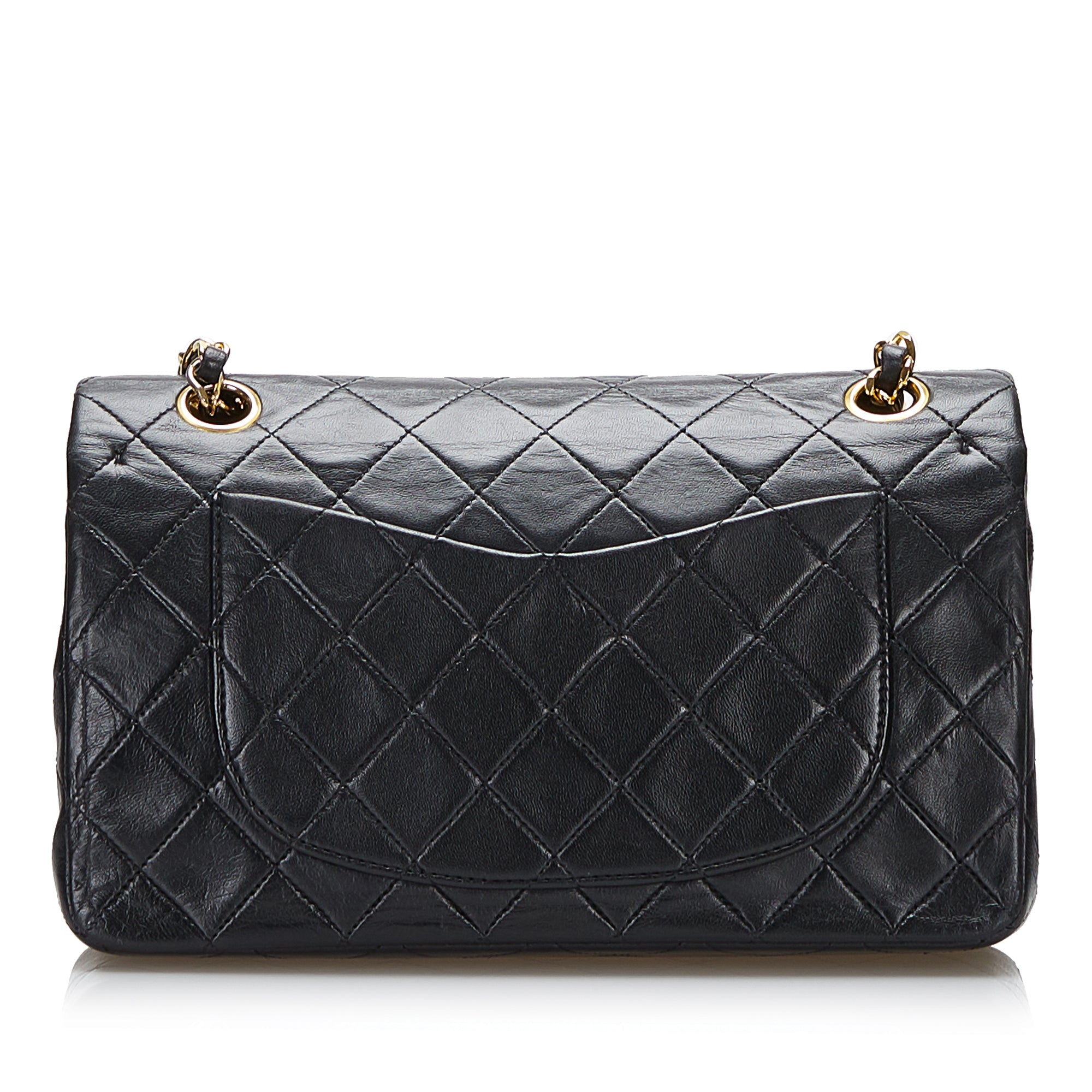 Black Chanel logo Classic Small Lambskin Double Flap Bag, RvceShops  Revival