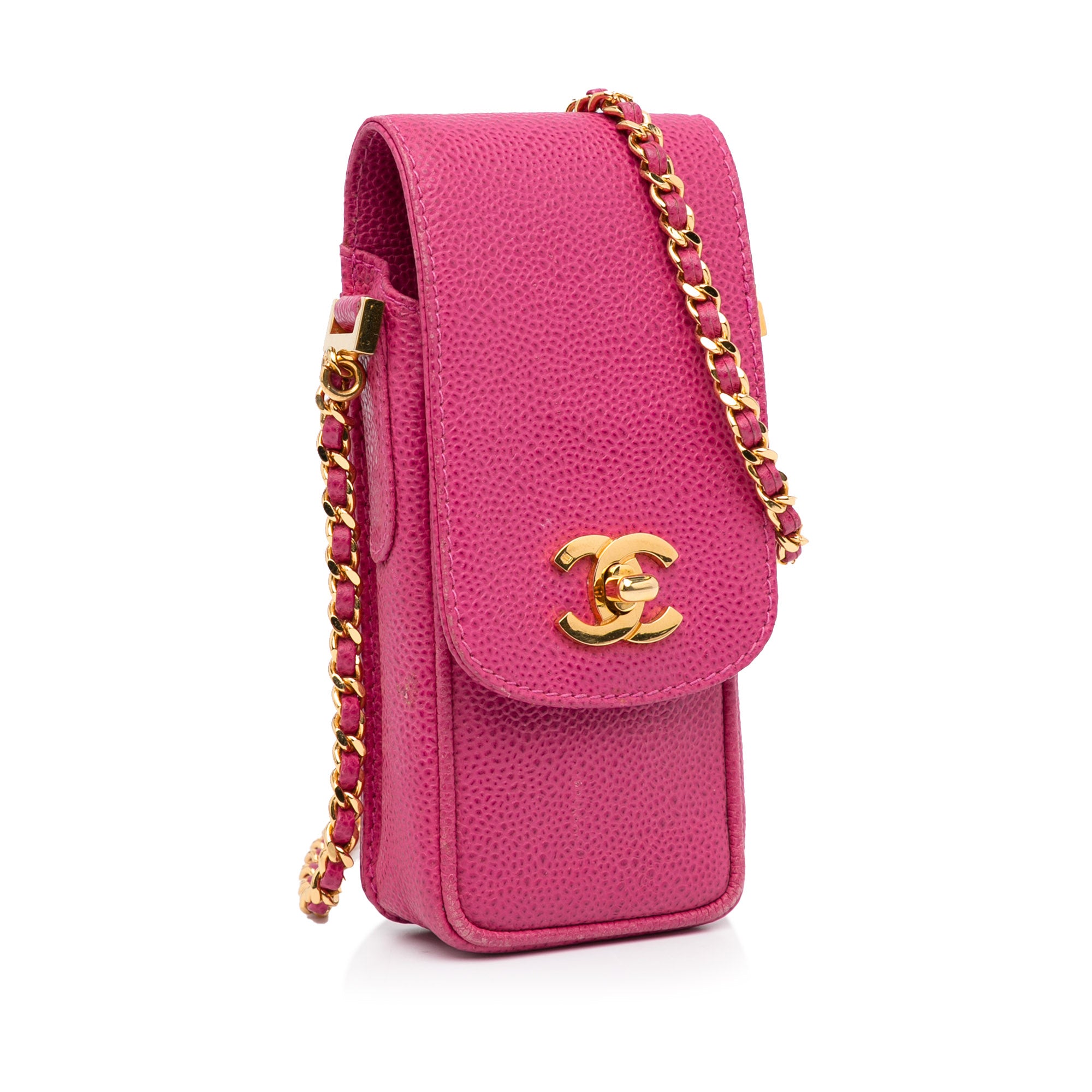 Chanel Gold Patent Leather CC Phone Holder Crossbody Bag Golden