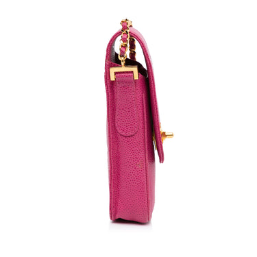 Pink Chanel CC Caviar Phone Crossbody Bag - Designer Revival