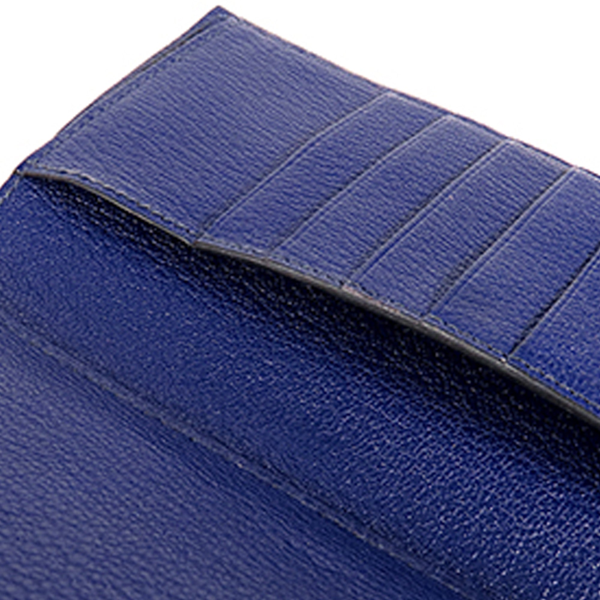 HERMES Kelly Long Wallet Blue Chevre Leather