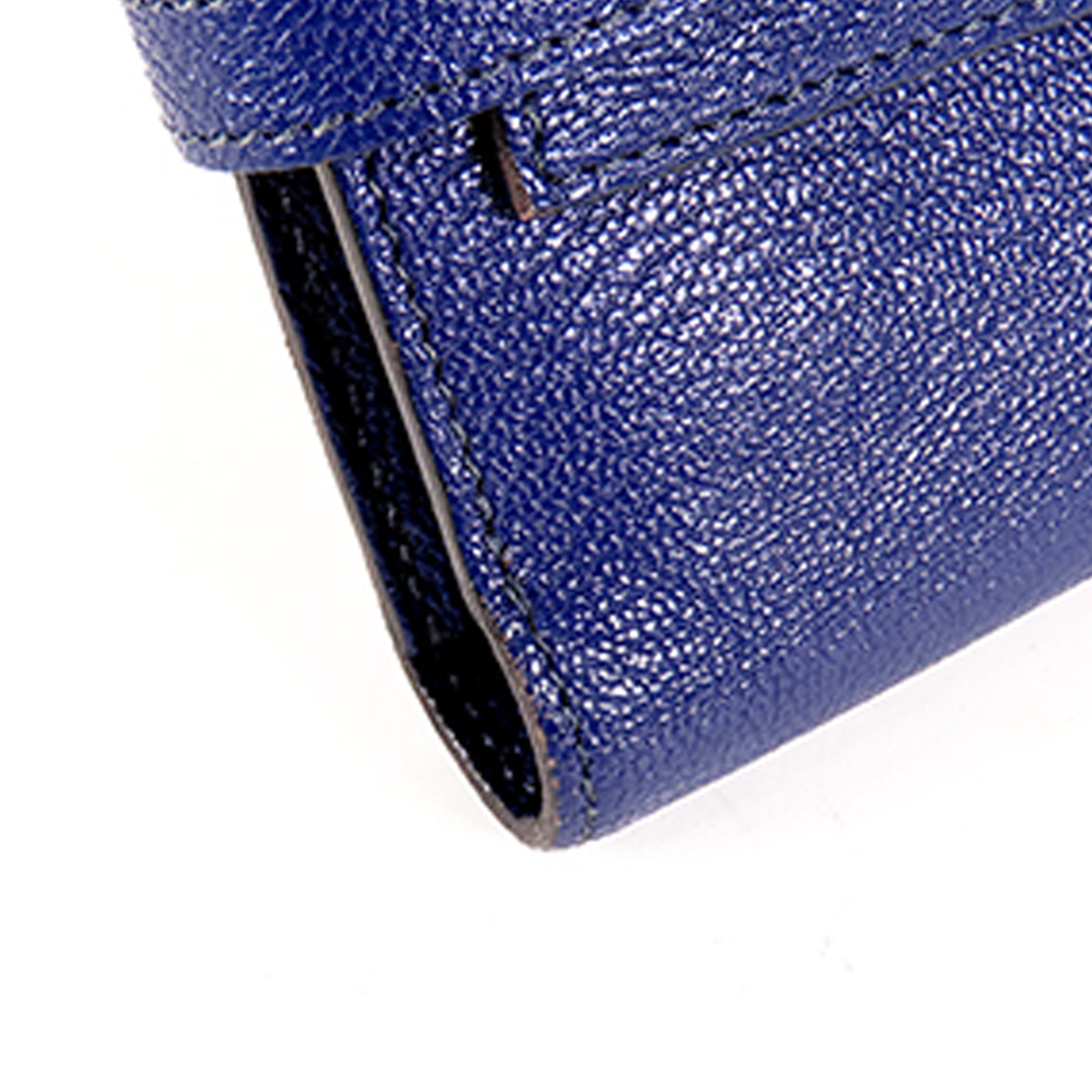 Blue Hermes Kelly Chevre Long Wallet - Designer Revival