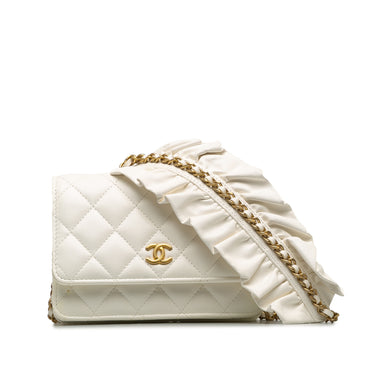 White Chanel Romance Lambskin Wallet On Chain Crossbody Bag - Designer Revival
