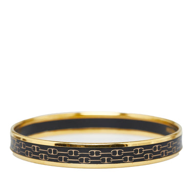 Gold Hermes Narrow Enamel Bangle Costume Bracelet