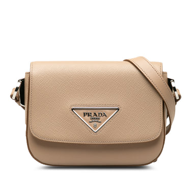 Taupe Prada Saffiano Identity Crossbody Bag - Designer Revival