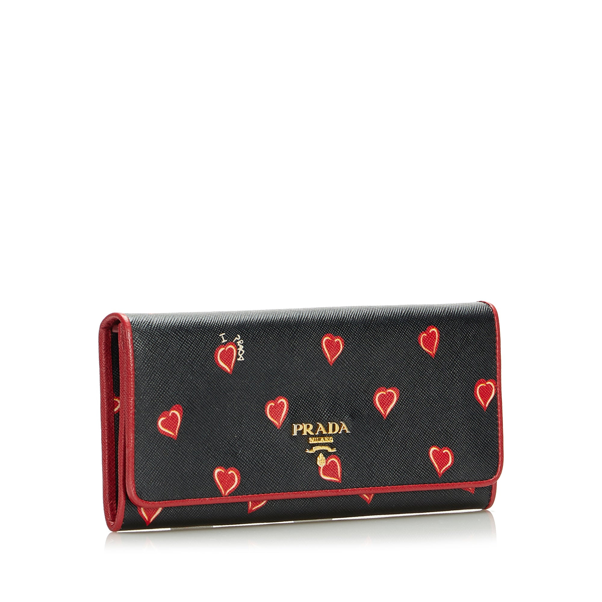 Black Prada Saffiano Heart Long Wallet – Designer Revival