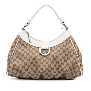 Beige Gucci GG Canvas Abbey D-Ring Shoulder Bag