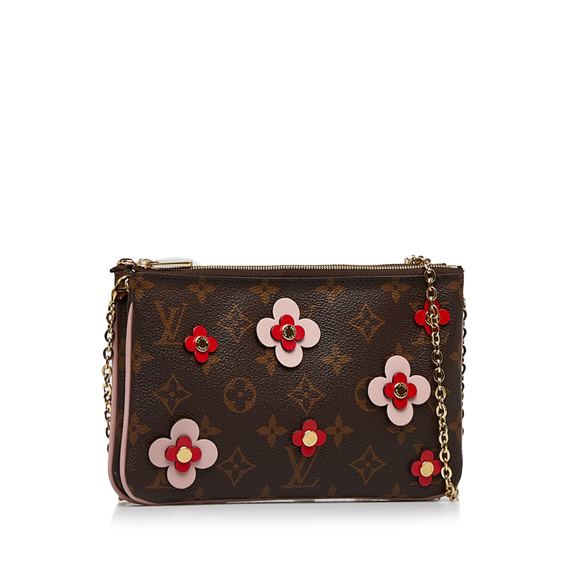 Louis Vuitton Brown Monogram Blooming Flowers lined Zip Pochette Multiple  colors Cloth ref.1011641 - Joli Closet