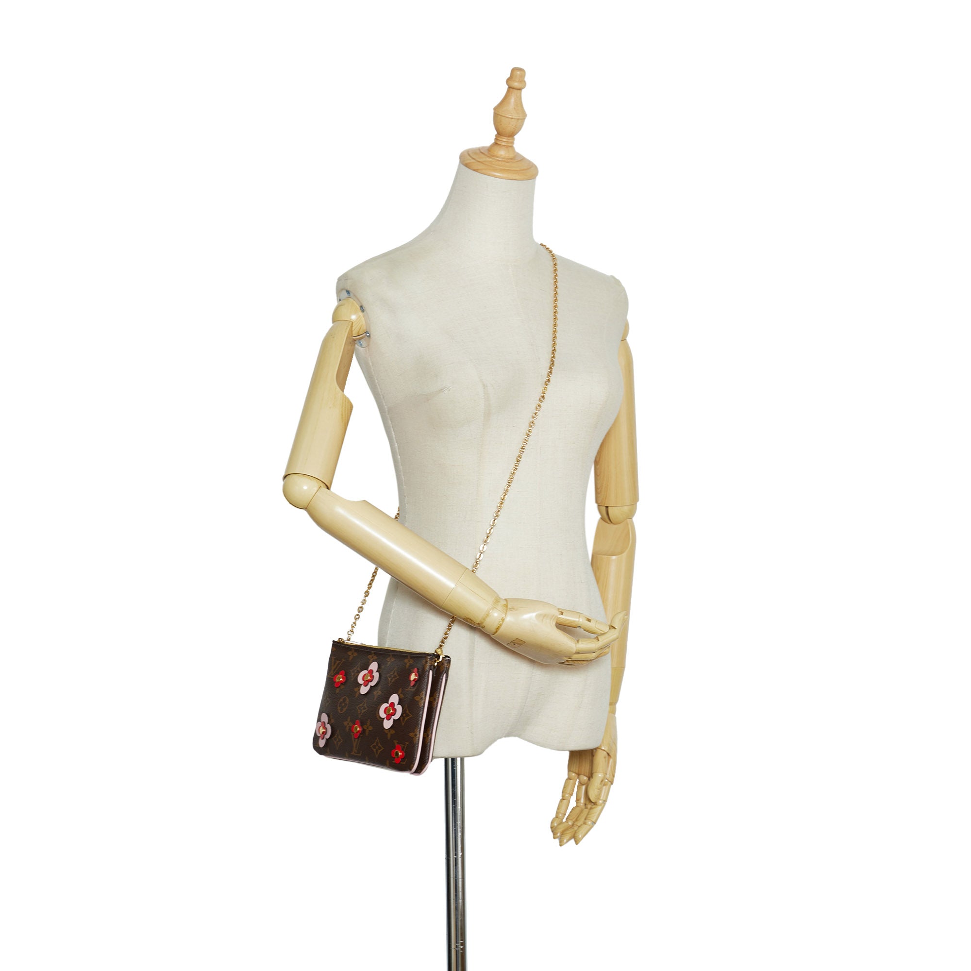 Louis Vuitton Giant Flower Monogram Double Zip Pochette Reverse Bicolor Bag  New