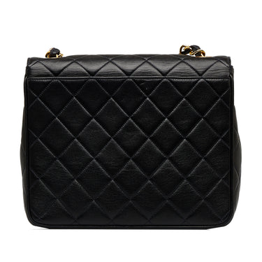 Black Chanel Quilted Lambskin XL Square Flap Crossbody Bag - Designer Revival