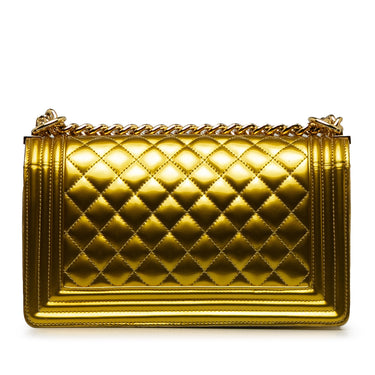 Gold Chanel Medium Patent Boy Flap Bag - Designer Revival