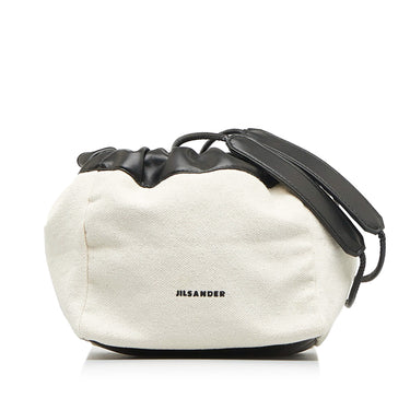 White Jil Sander Mini Dumpling Bucket Bag - Designer Revival