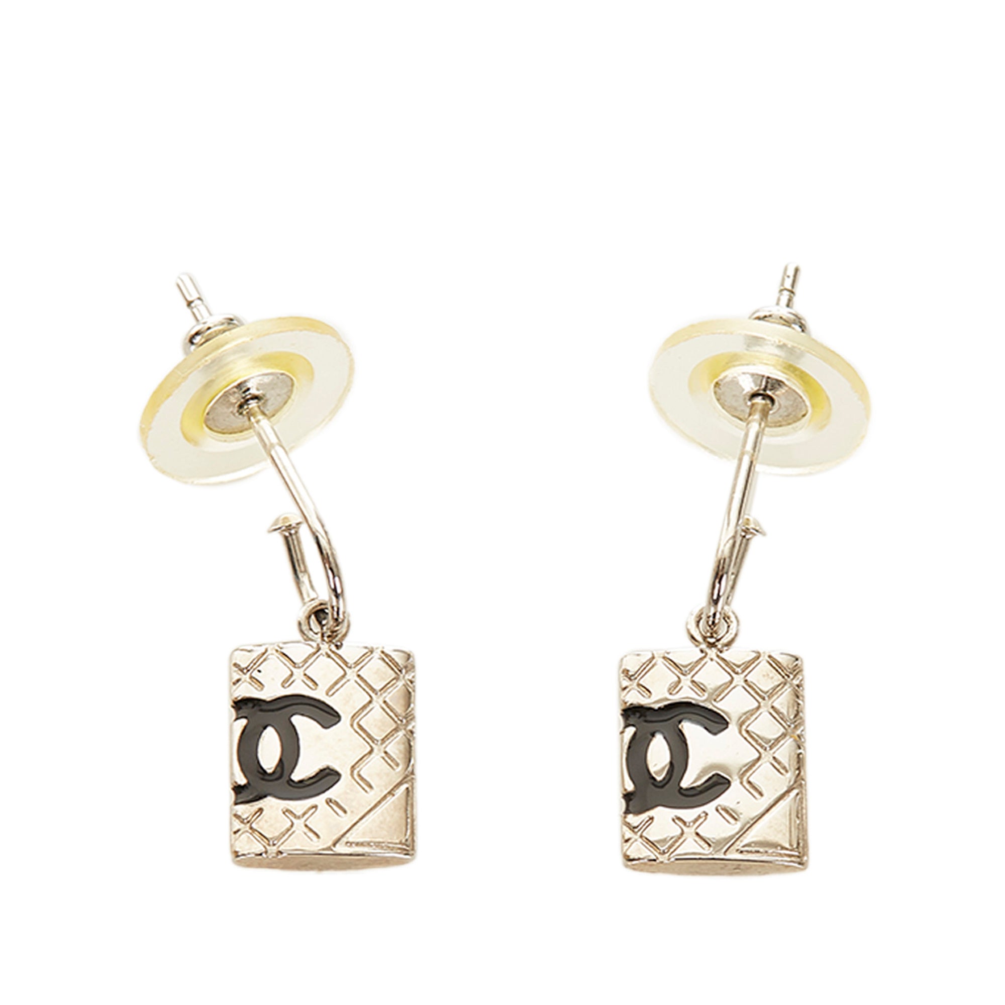 Silver Chanel Cambon Ligne Pushback Earrings – Designer Revival