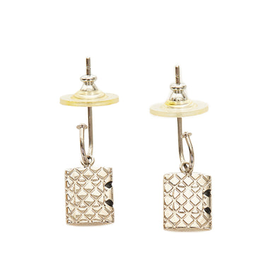Silver Chanel Cambon Ligne Pushback Earrings - Designer Revival