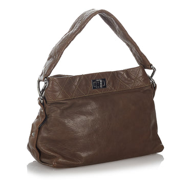 Brown Chanel Wild Stitch Lambskin Leather Shoulder Bag - Designer Revival