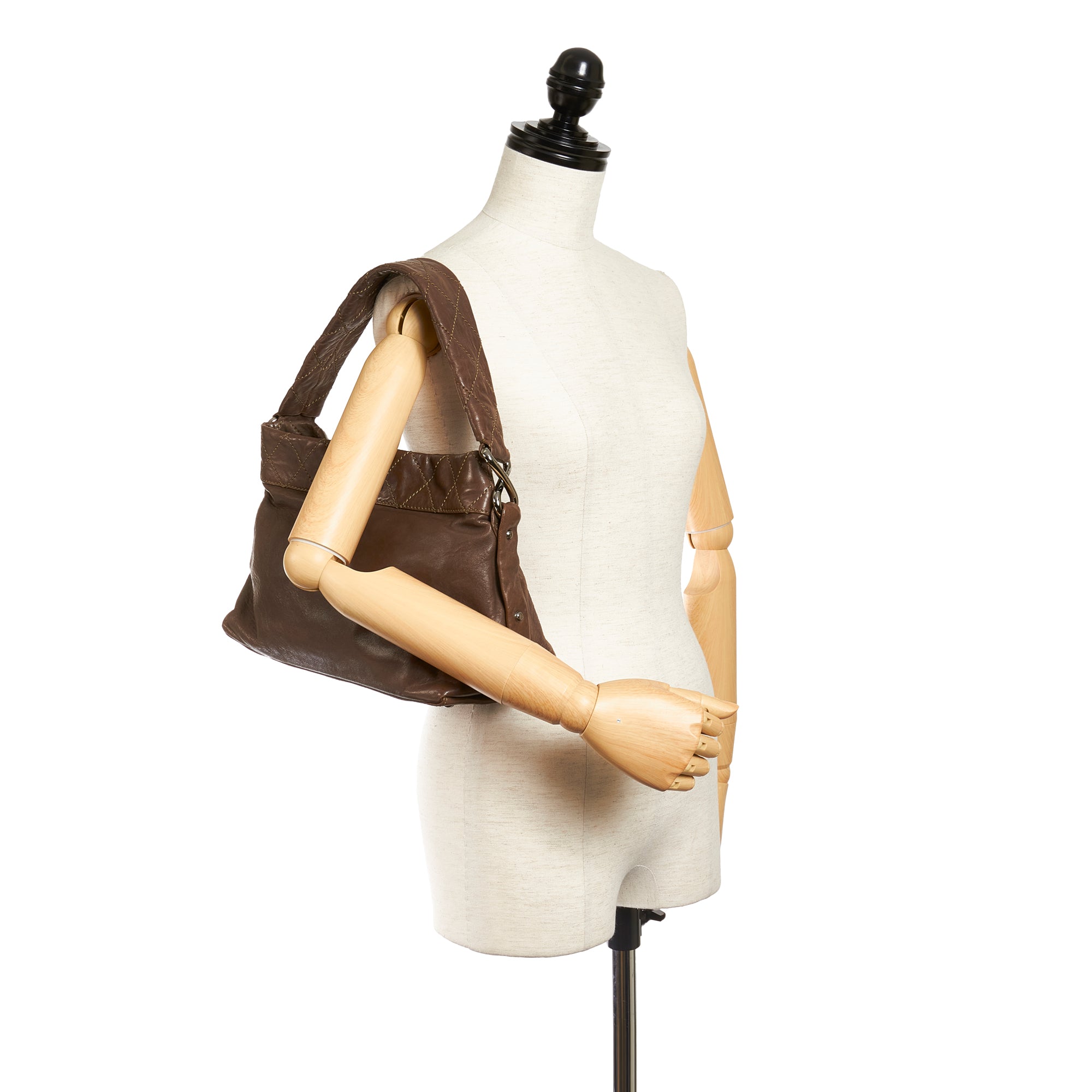 Brown Chanel Wild Stitch Lambskin Leather Shoulder Bag - Designer Revival