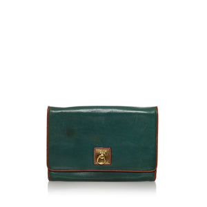 Green Celine Leather Clutch Bag