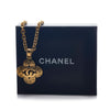 Gold Chanel CC Vintage Clover Necklace