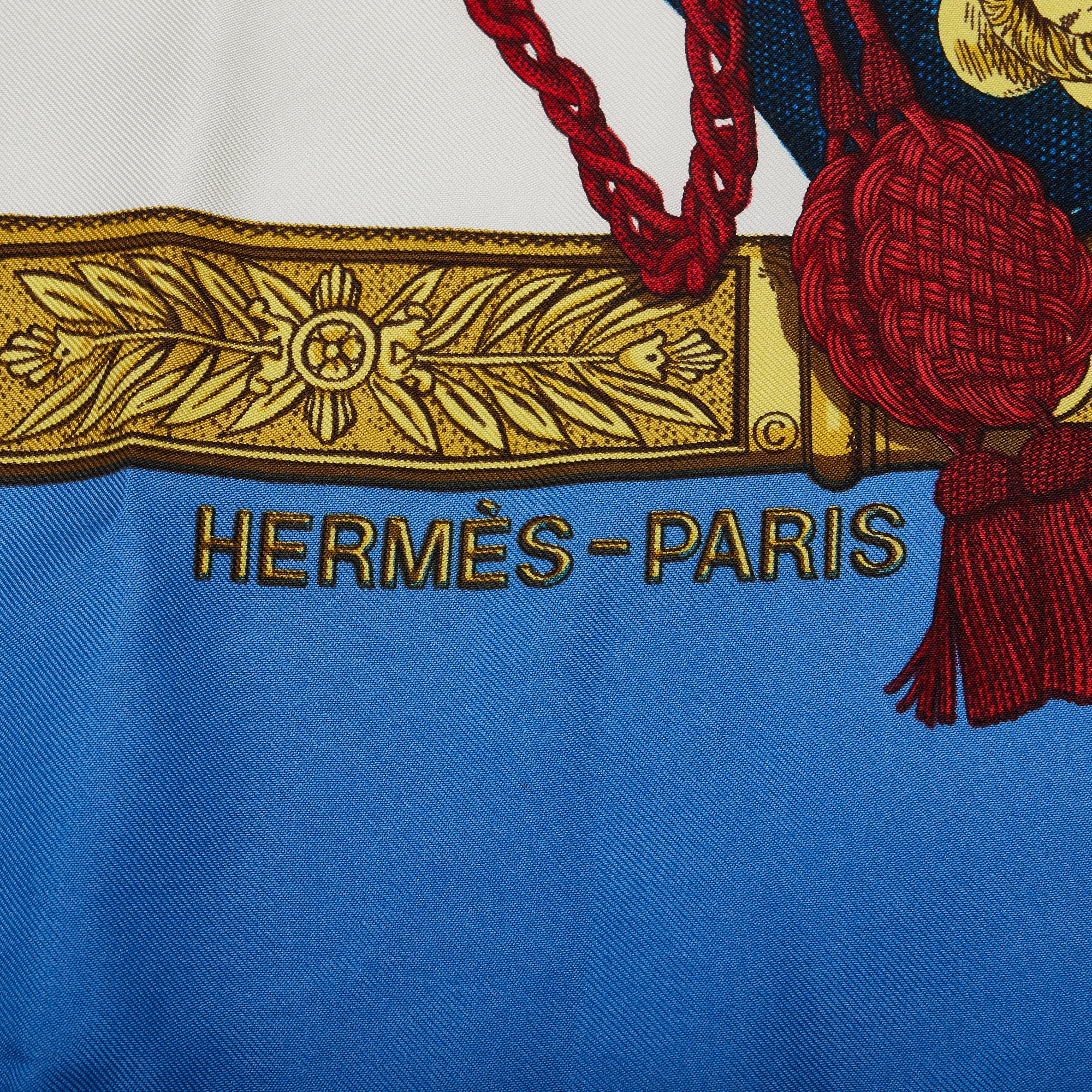 Hermes Grand Uniforme Silk Scarf in White, Women's