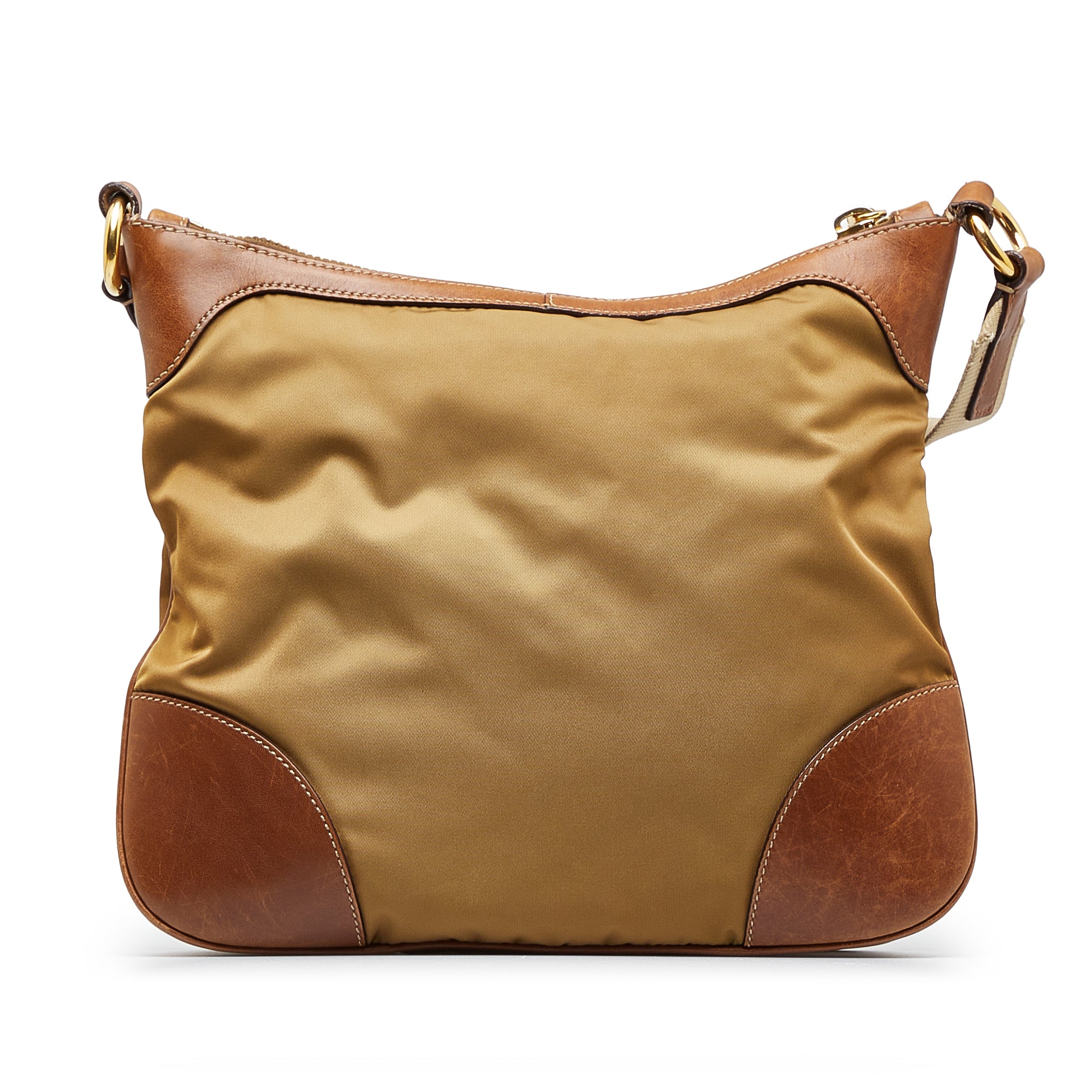 Prada Khaki/Brown Canvas and Leather Jacquard Logo Messenger Bag