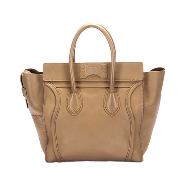 Tan Celine Mini Luggage Leather Tote Bag - Designer Revival