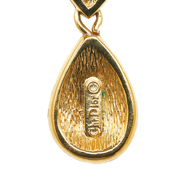 Gold Dior Rhinestone Pendant Necklace