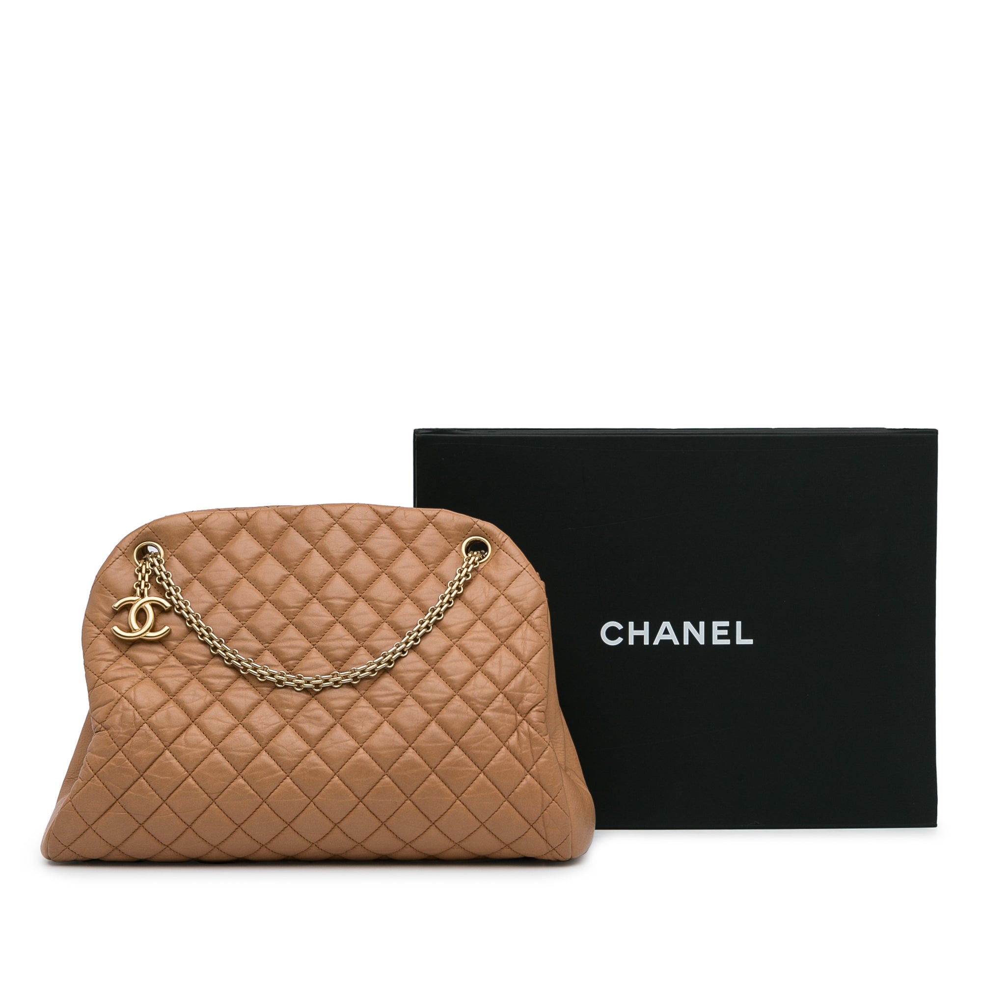 Chanel Daily Walk Double Zip Shoulder Bag Quilted Glazed Calfskin