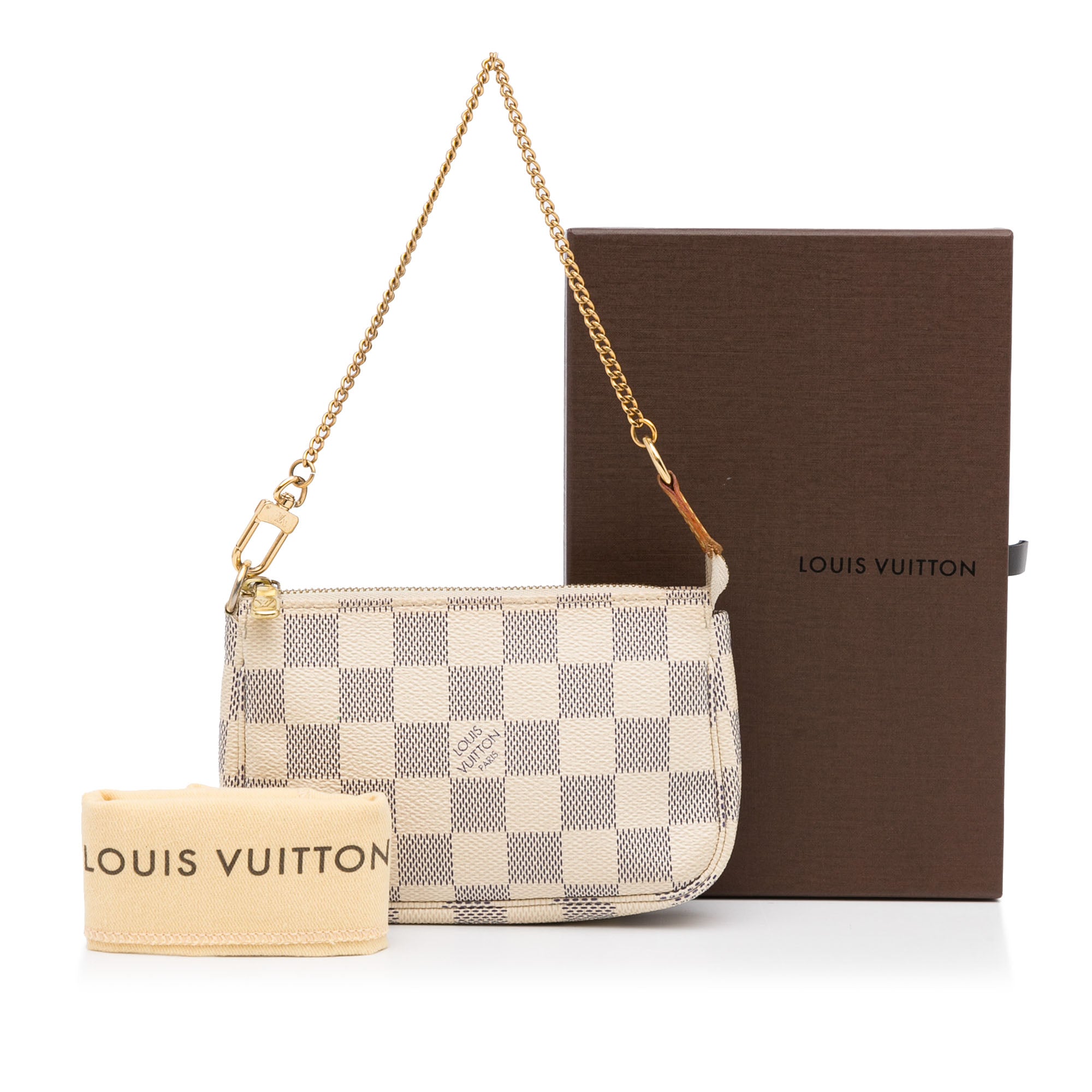White Louis Vuitton Damier Azur Mini Pochette Accessoires Baguette