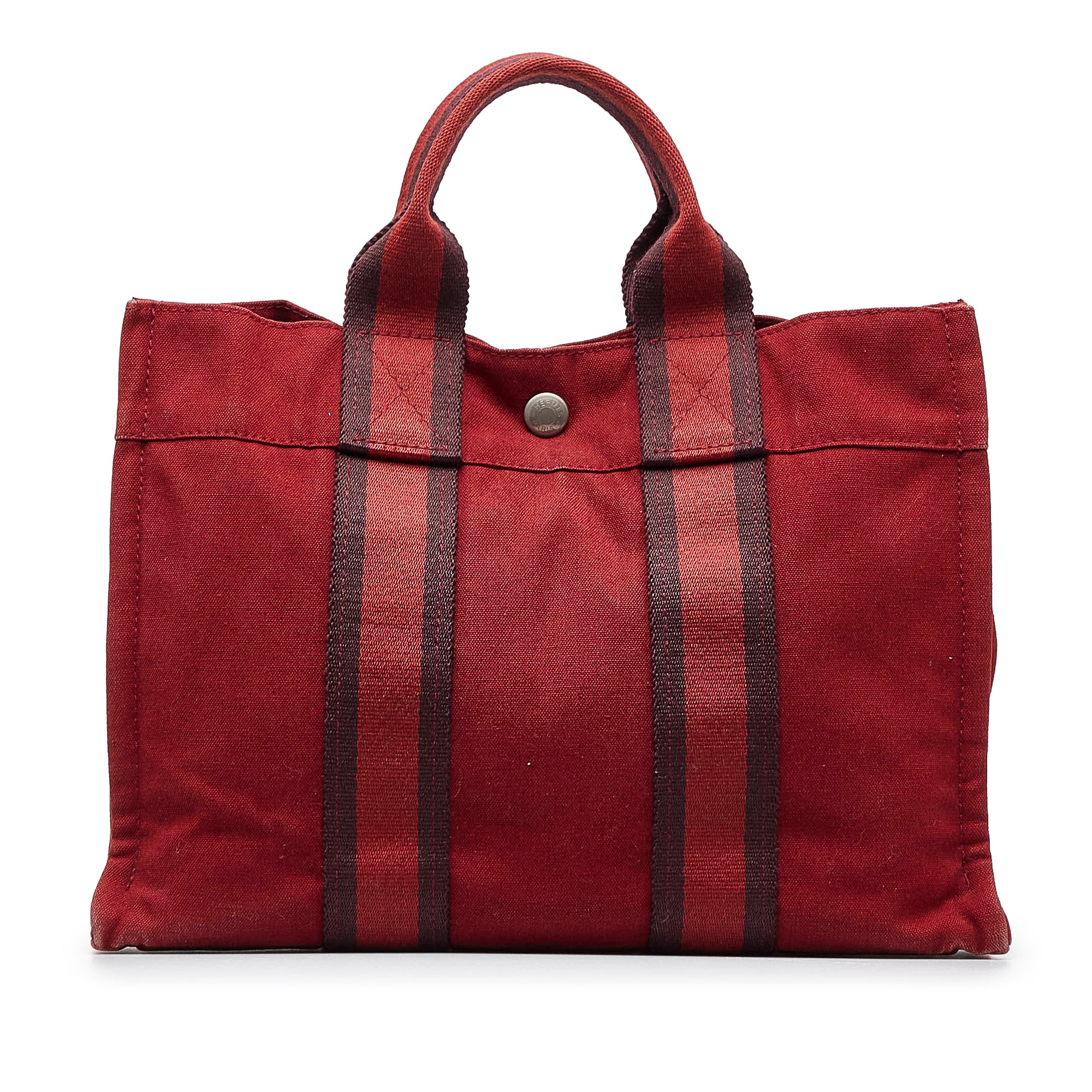 Hermes Burgundy/Red Canvas Fourre Tout PM Bag Hermes