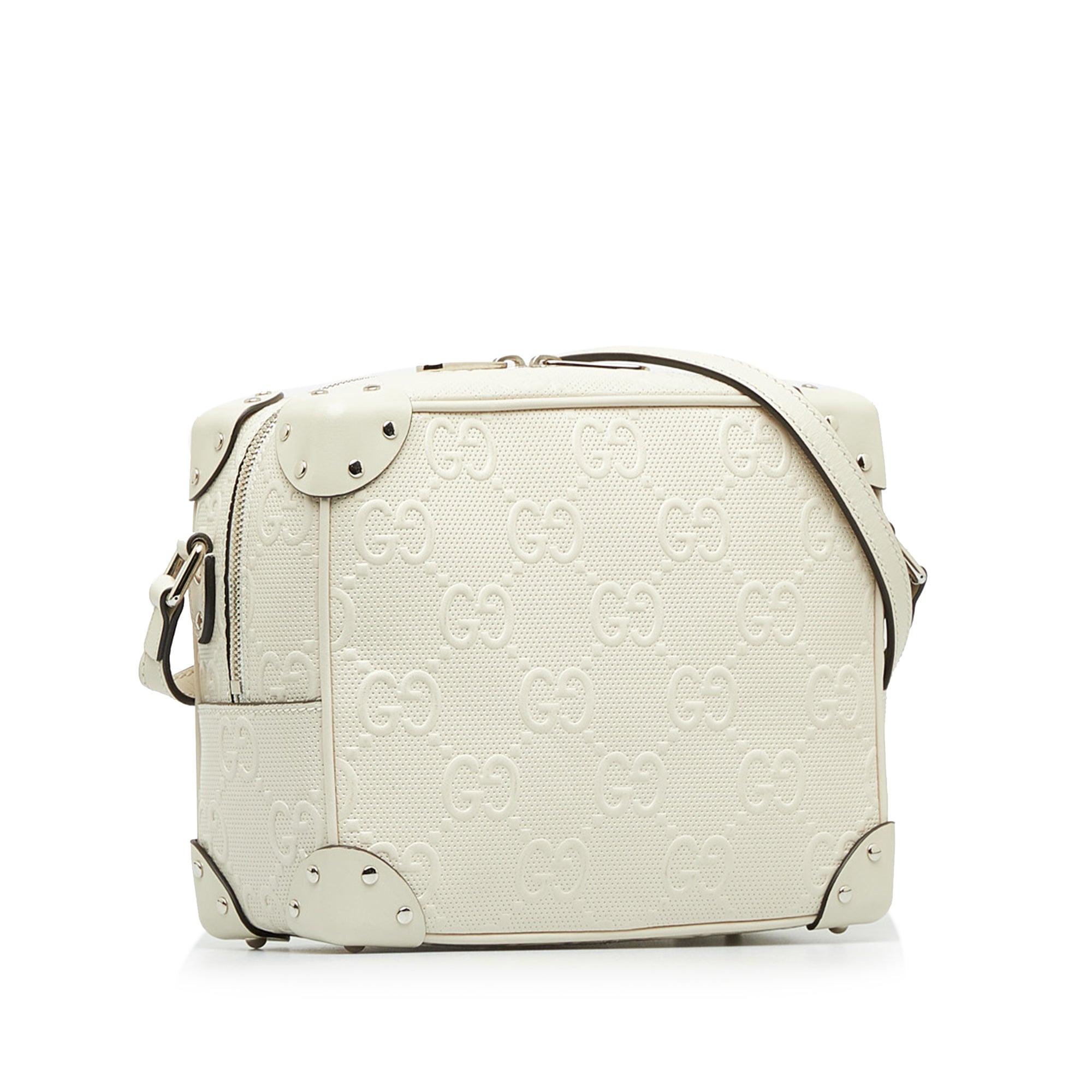 White Gucci GG Embossed Perforated Square Bag – Designer Revival