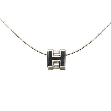 Silver Hermes Cage d'H Cube Necklace - Designer Revival