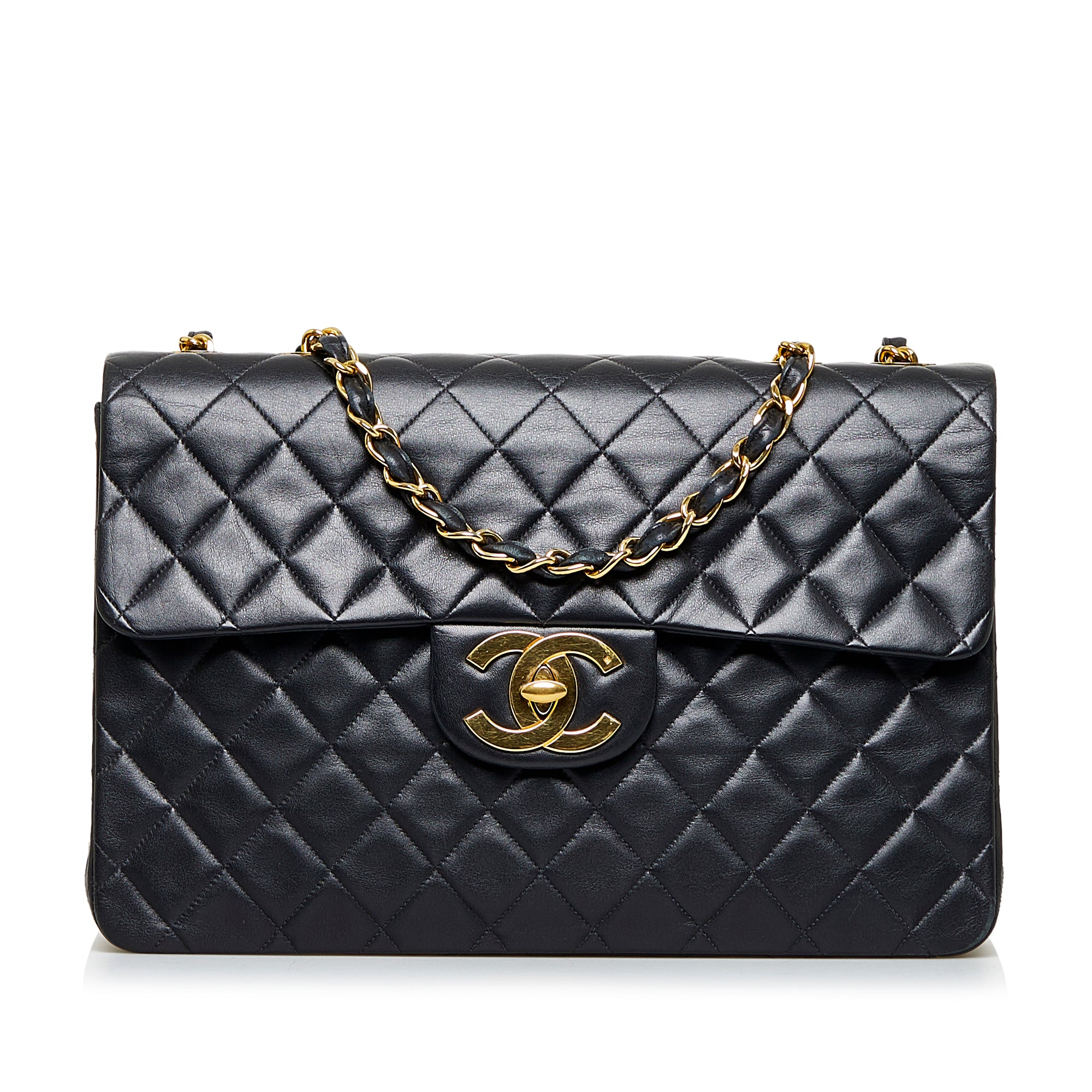 Chanel Black Caviar Maxi Quilted Classic 2.55 Jumbo XL Double Flap