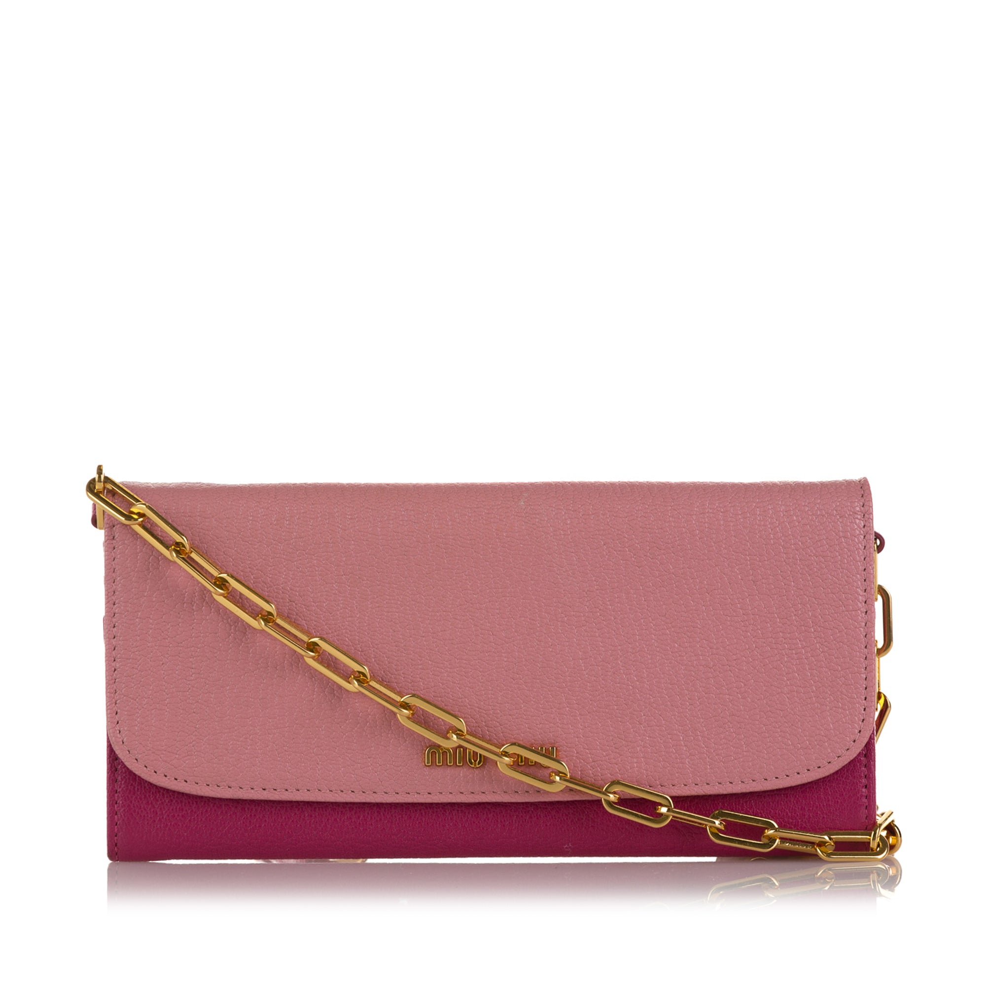 Pink Miu Miu Leather Wallet On Chain Crossbody Bag - Atelier-lumieresShops Revival