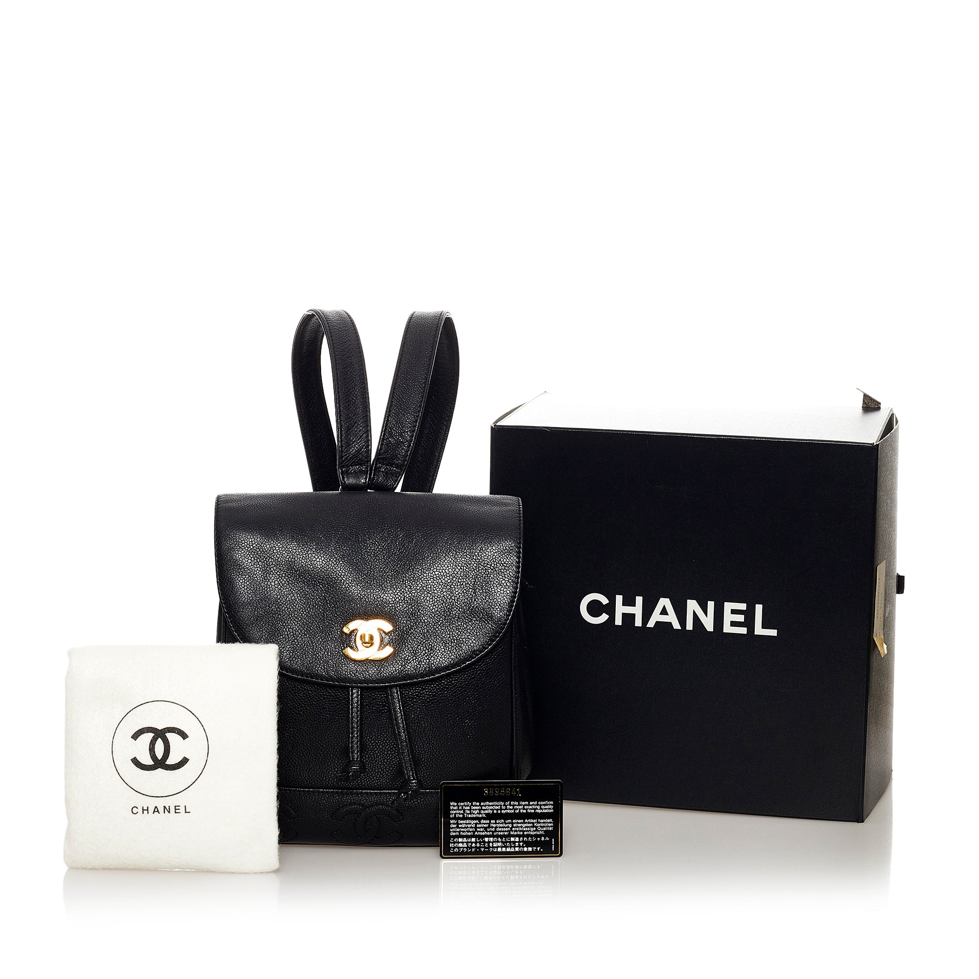 Black Chanel Caviar Leather Backpack Bag