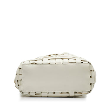 White Jil Sander Woven Leather Basket Tote - Designer Revival