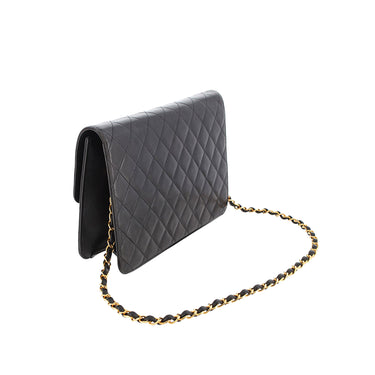 Black Chanel Medium Quilted Lambskin Single Flap Shoulder Bag - Designer Revival
