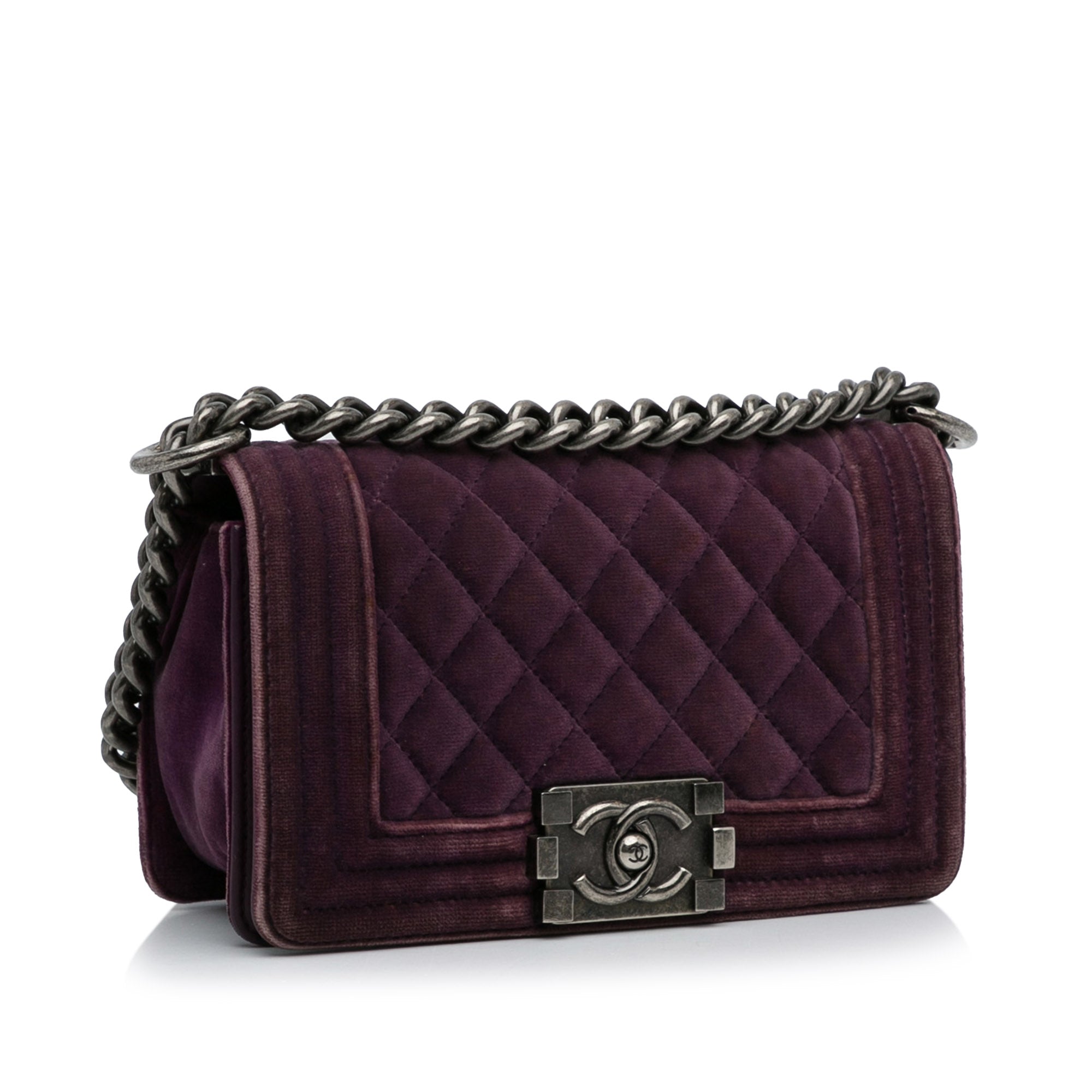 Chanel Purple Quilted Patent Leather Old Medium Boy Bag, myGemma