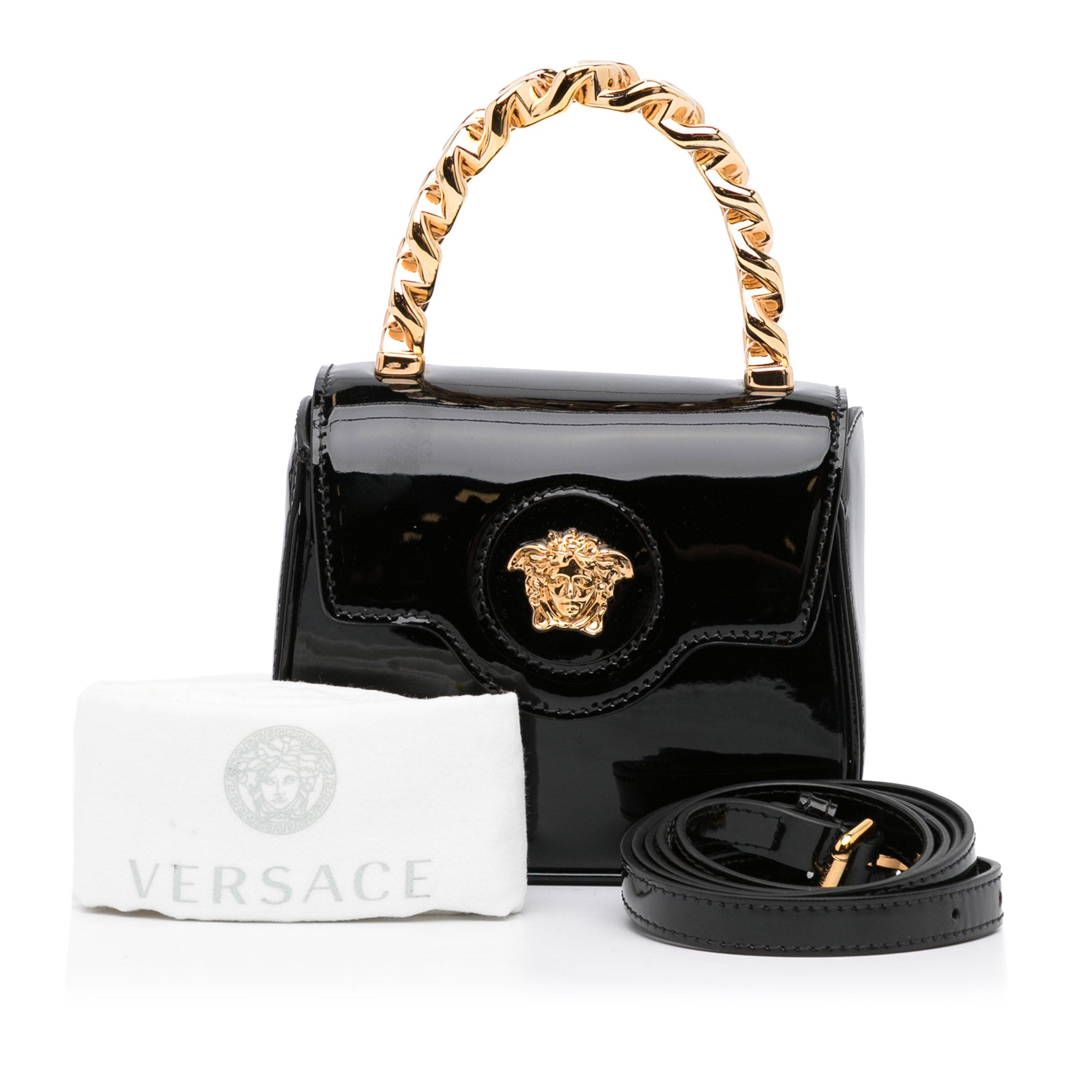 Versace Patent Leather 'La Medusa' Mini Bag - Os Black