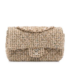 Brown Chanel Mini Tweed Flap Crossbody Bag