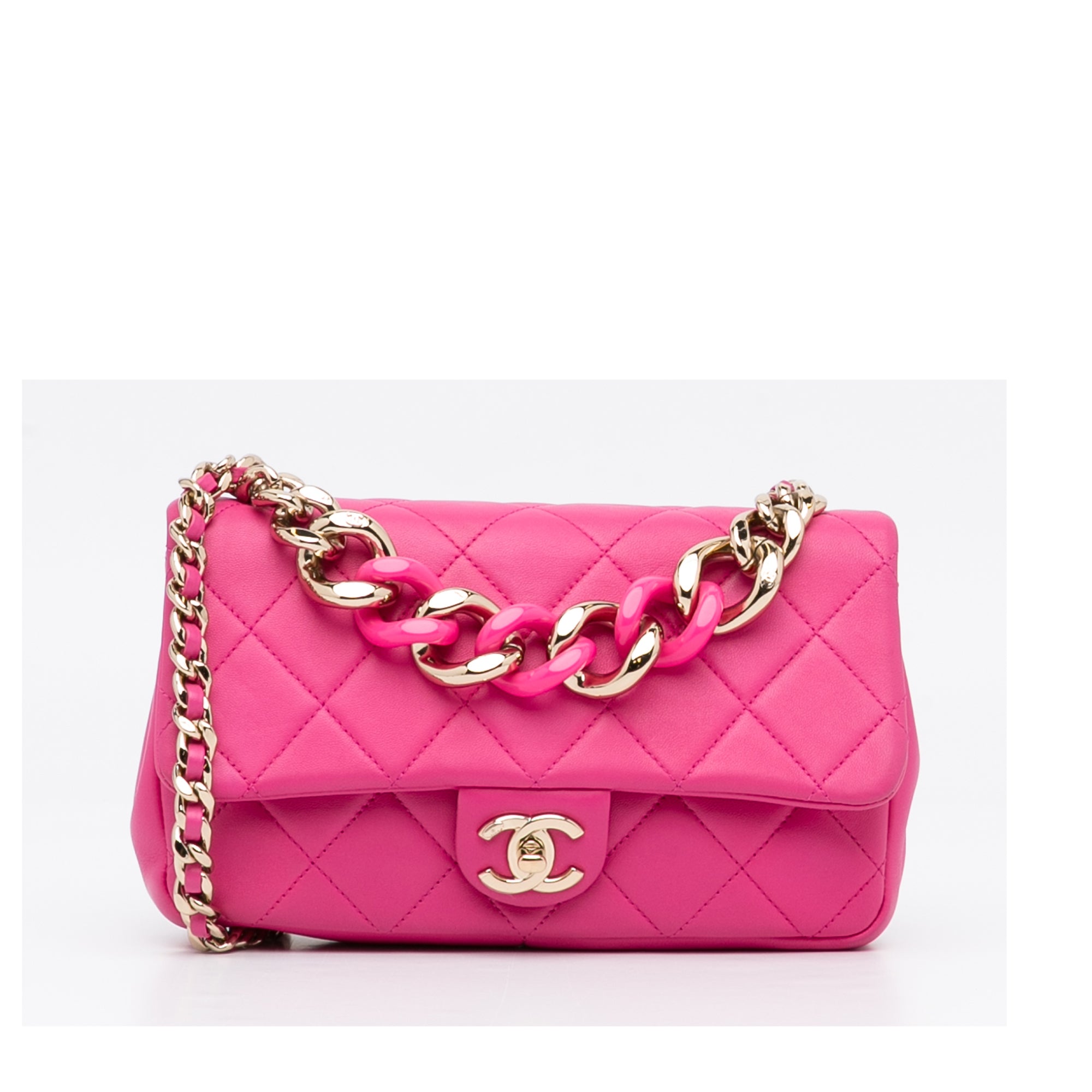 Chanel Around 2003 Made Classic Flap Chain Bag Mini Pink