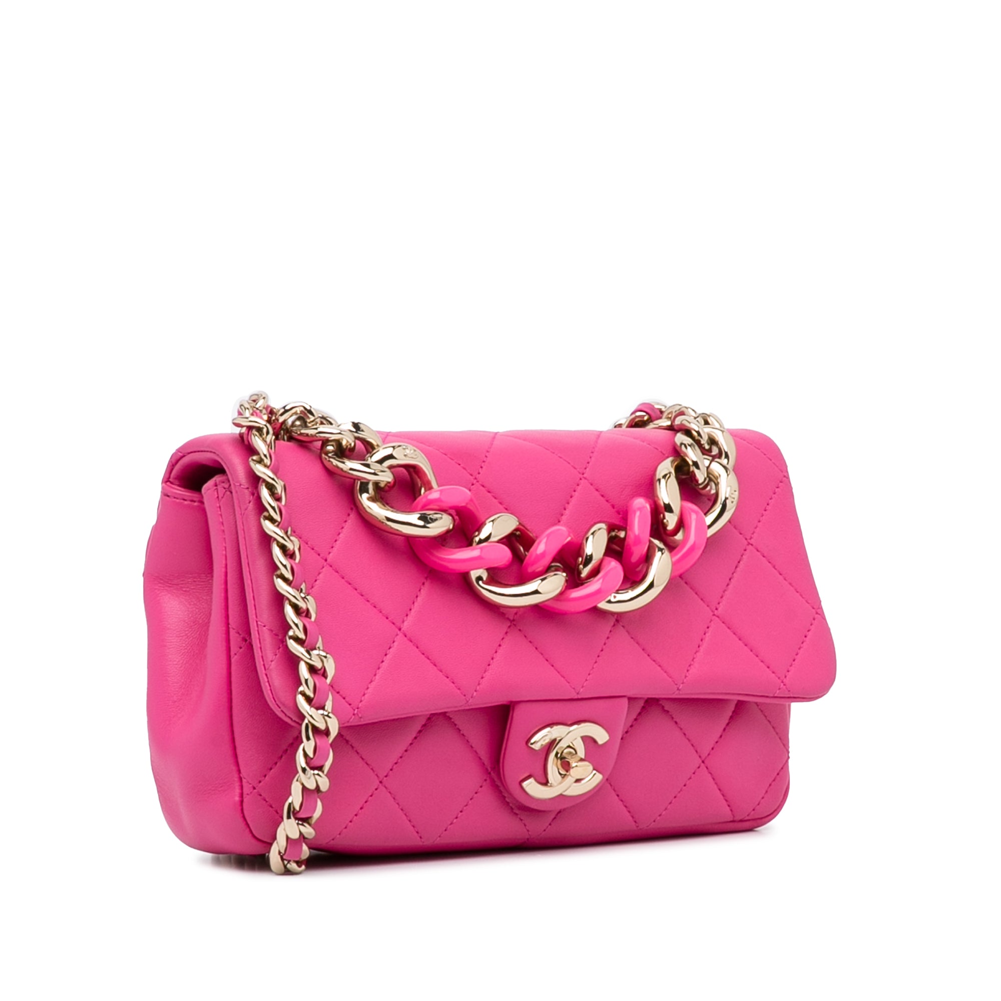 CHANEL 2003-2004 Classic Square Flap 17 Pink Caviar 82773