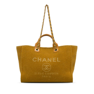 Yellow Chanel Deauville Tote Satchel - Designer Revival