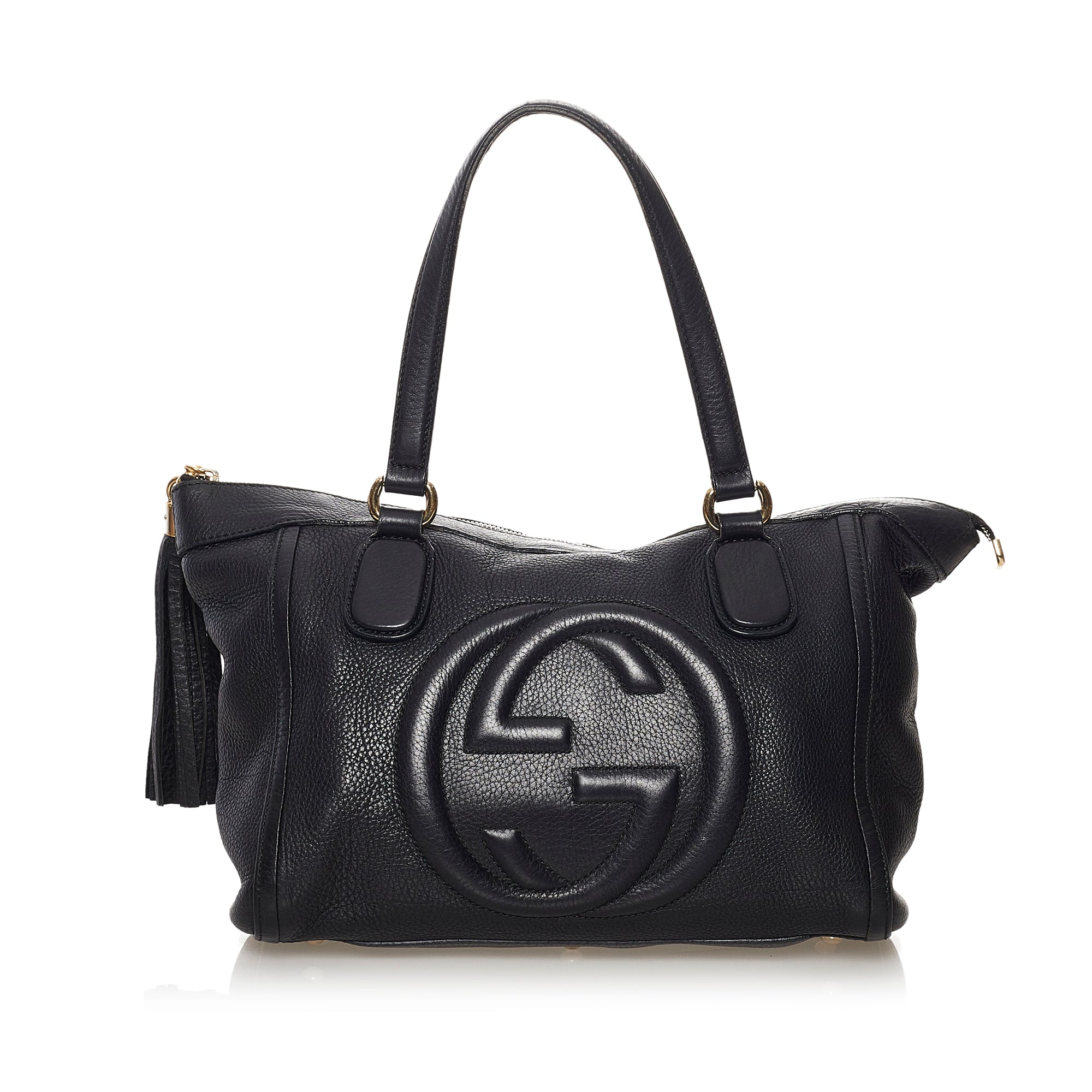 Black Gucci Soho Working Leather Tote Bag - Designer Revival