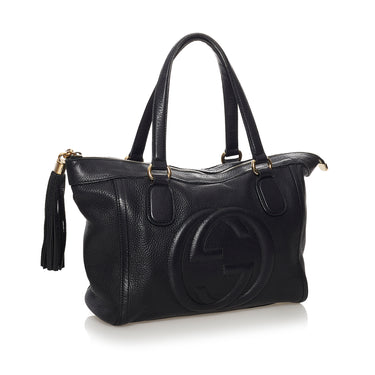 Black Gucci Soho Working Leather Tote Bag - Designer Revival