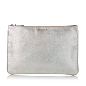 Silver Givenchy Leather Clutch Bag