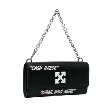 Black Off White Jitney Quote Wallet on Chain Baguette