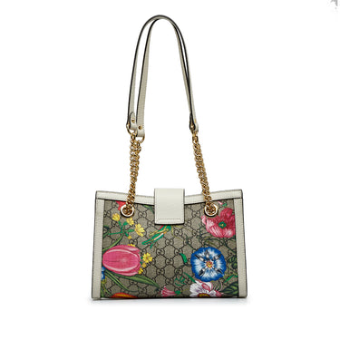 Brown Gucci Small GG Supreme Flora Padlock Shoulder Bag - Designer Revival