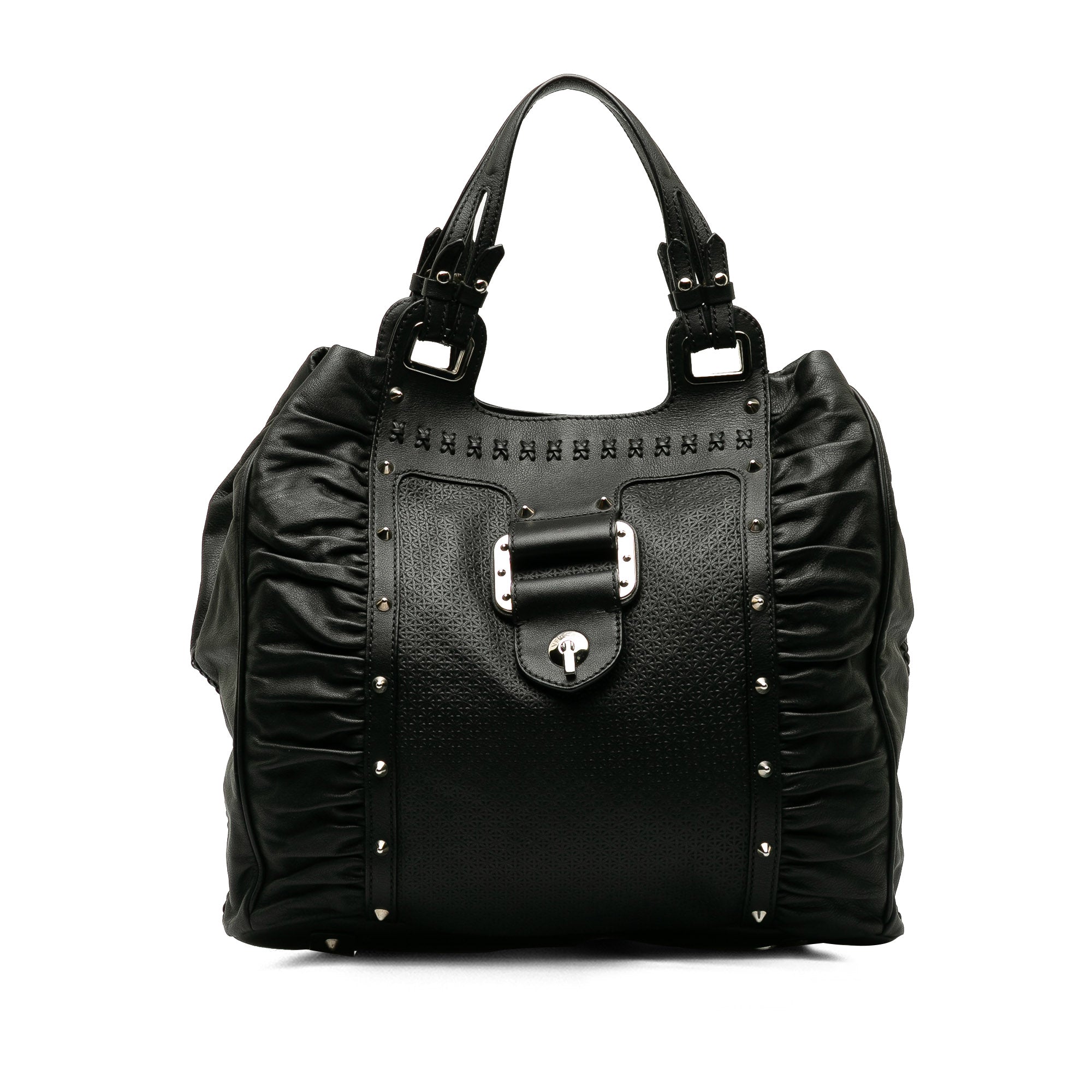Black Versace Leather Tote Bag - Designer Revival