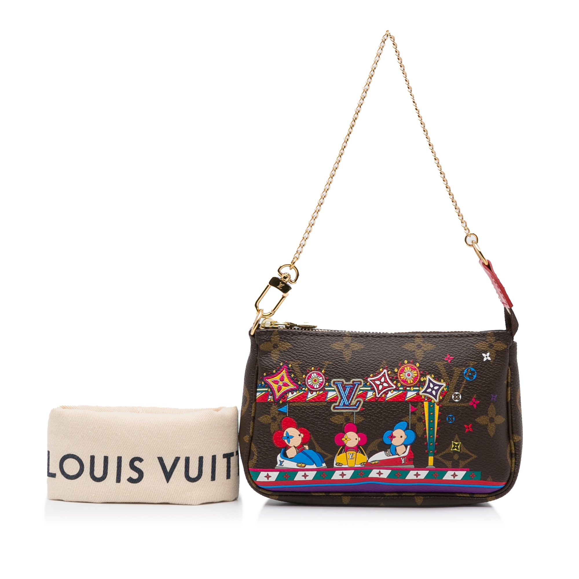 Louis Vuitton Vivienne Pochette Monogram Canvas Chain Crossbody Bag Brown