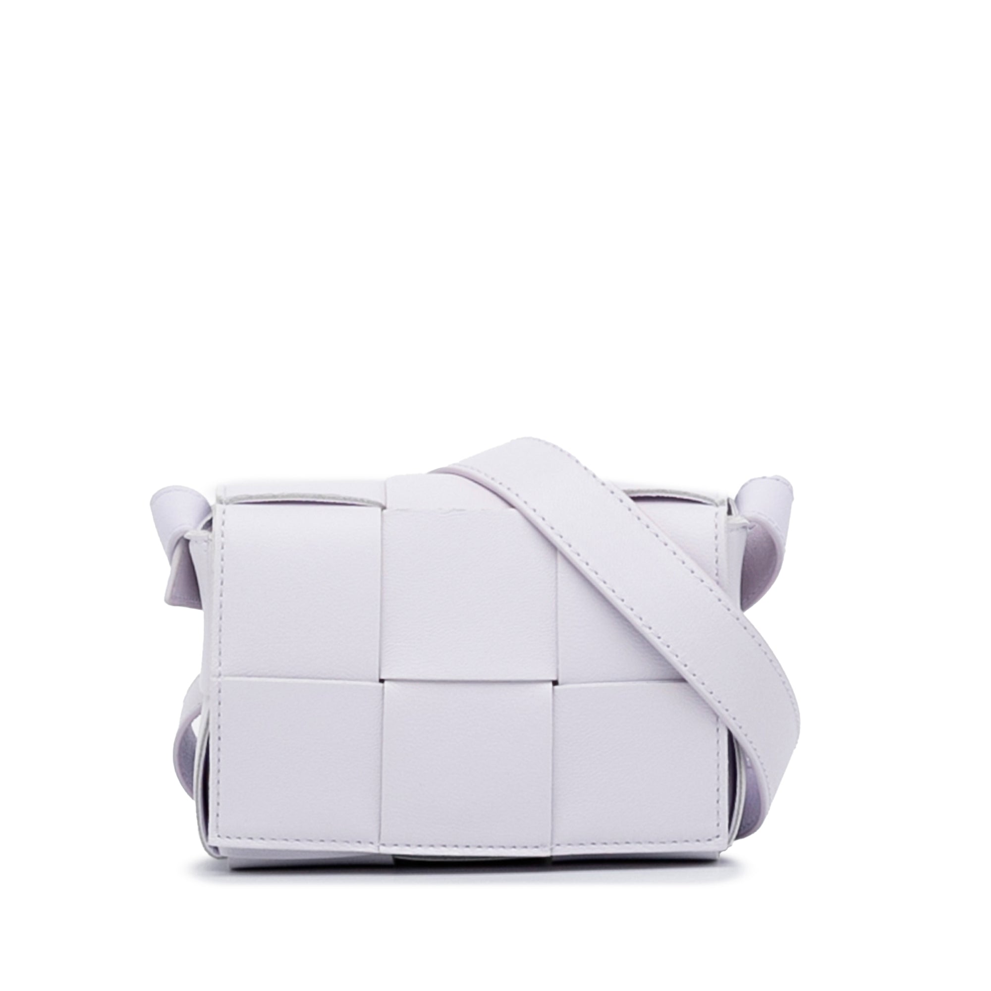 White Bottega Veneta Mini Intrecciato Cassette Crossbody Bag