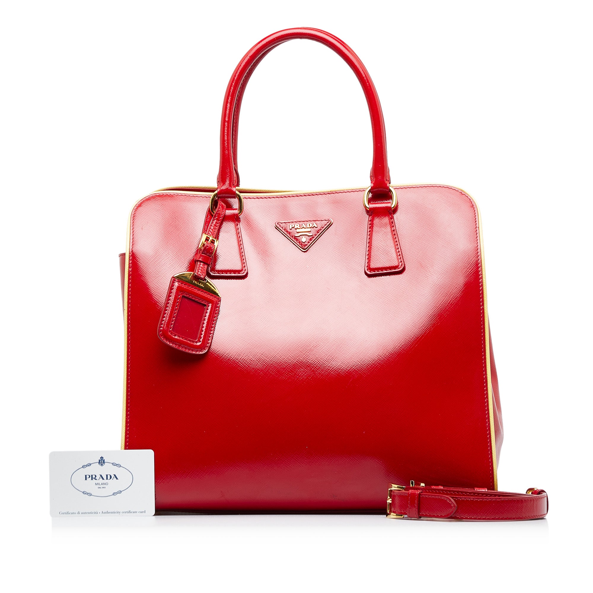Prada - Authenticated Handbag - Leather Red Plain for Women, Very Good Condition
